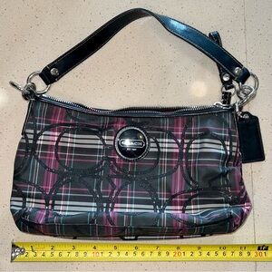 Coach Black, Pink and Blue Plaid Shoulder Bag